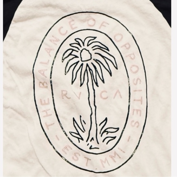 RVCA Long Sleeve Raglan Tee Women’s Size L Balance of Opposites Palm Graphic - Picture 3 of 6